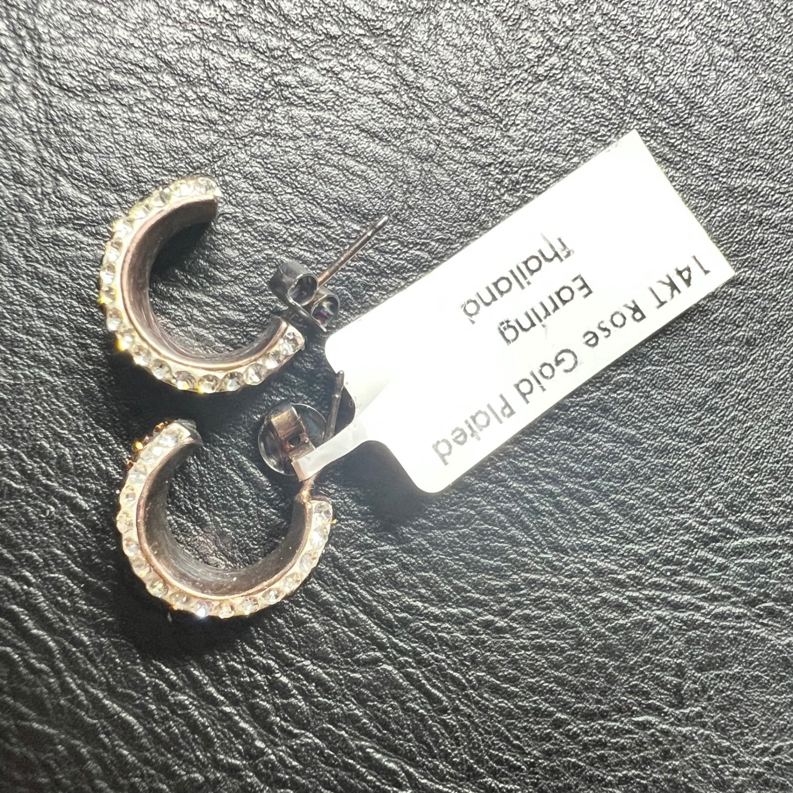 Kohls 14KT Rose Gold Plated Brown Crystal Huggie Hoop Earrings Glam