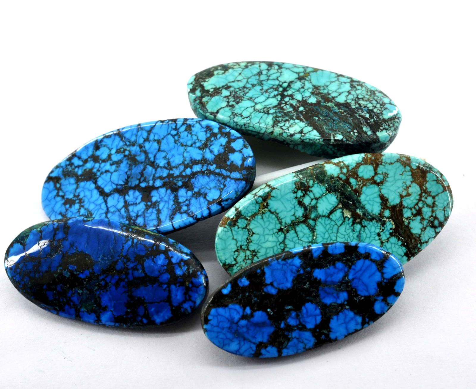 EGL Certified 480 Ct Natural Spiderweb Turquoise Blue Oval Loose Gemstone Lot