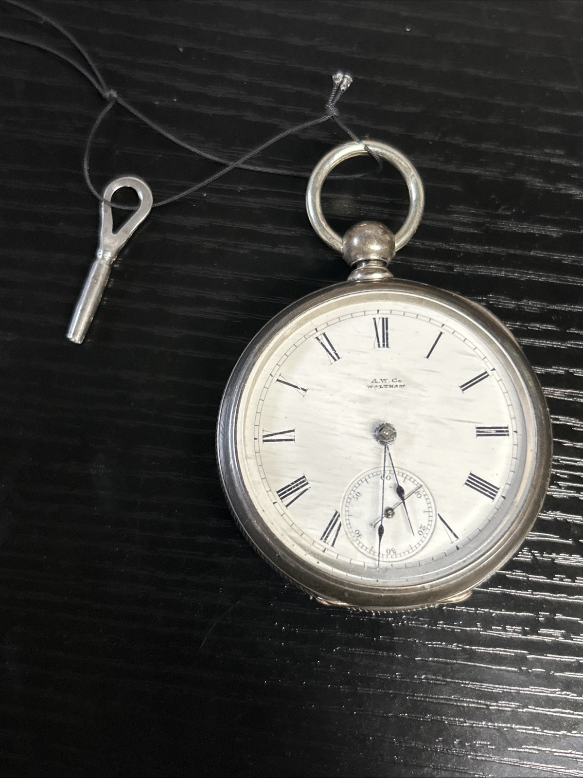 1882 Waltham P.S. Bartlett Model 1877 18S Sterling Case Key Set & Wind Running!