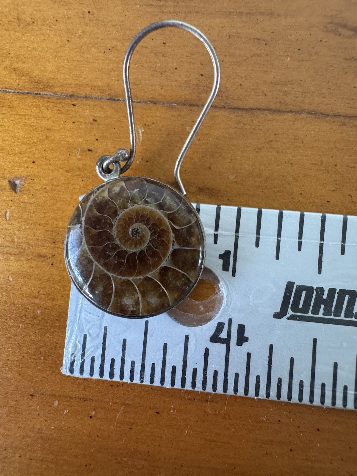925 Silver Natural Ammonite Fossil Chain Bracelet & Earrings