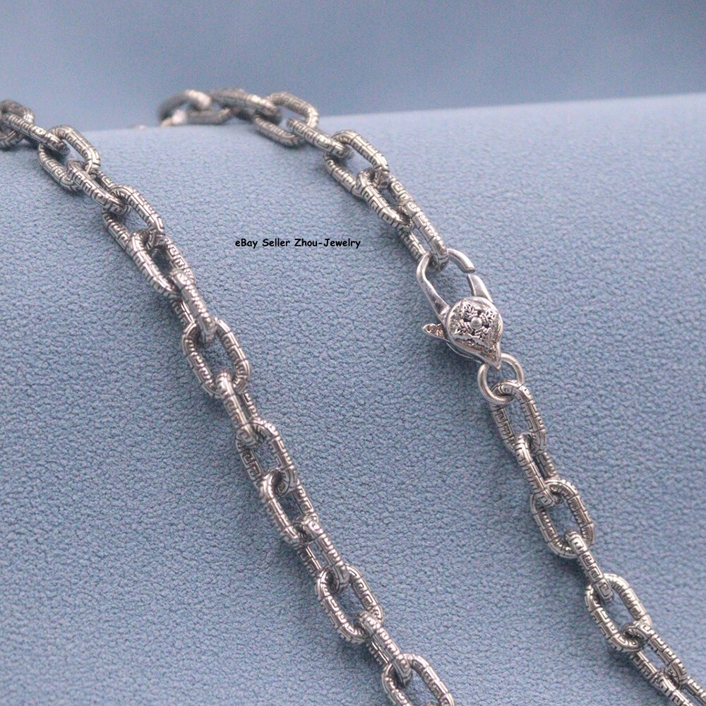 Real S925 Sterling Silver Chain 5mm Square O Link Necklace 31-32g 19.6inch