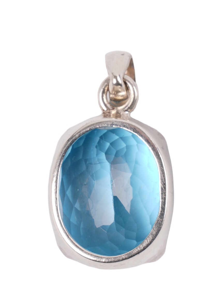 Lübeck unique 12.71ct blue topaz pendant 925 silver handmade