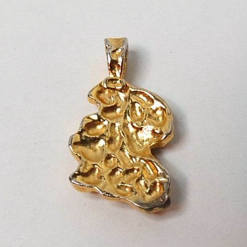 AFRICAN SHAPED GOLD TONE NUGGET 3 COLRFUL STONES PENDANT 30mm