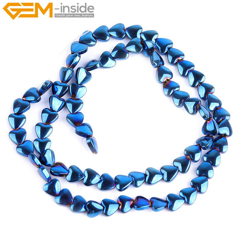 Heart Metallic Coated Hematite Reflection Loose Beads Jewelry Making Strand 15″