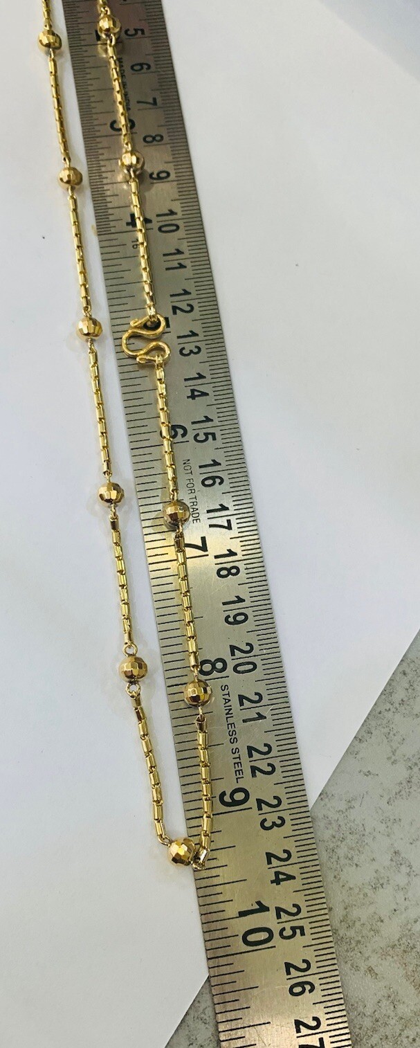 17K Solid Yellow Gold Flexible Ball Link Necklace 16.55GM 19Inch