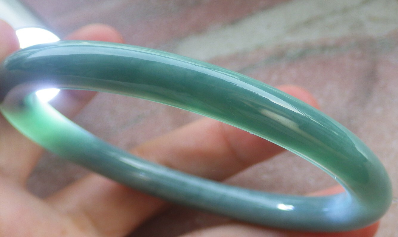 Video Certified Green Natural A JADE Jadeite Circle Bangle Bracelet 61mm 202367