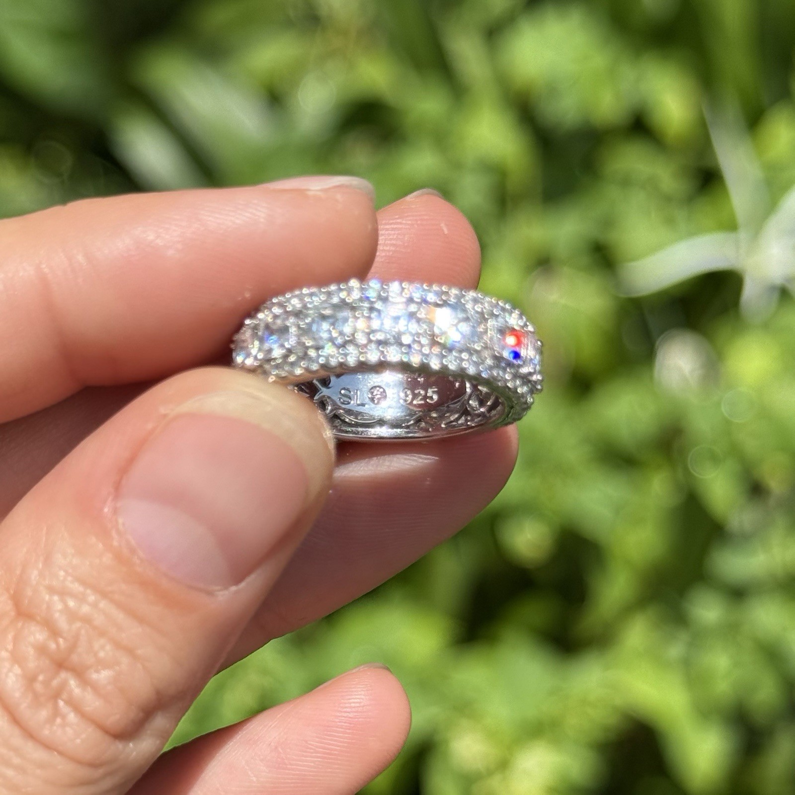 Suzy Levian Sterling Silver Cubic Zirconia White Modern Eternity Band
