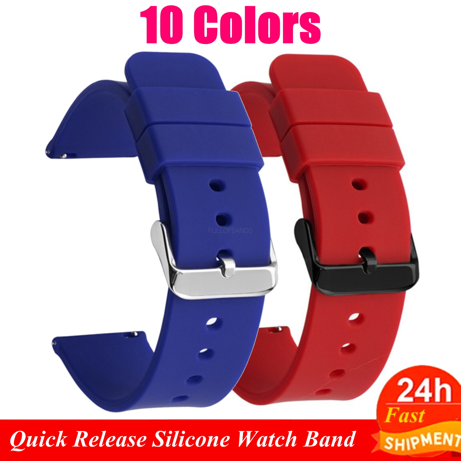 10mm 12mm 14mm 15mm 16mm Silicone Watch Band Quick Release Watch Strap