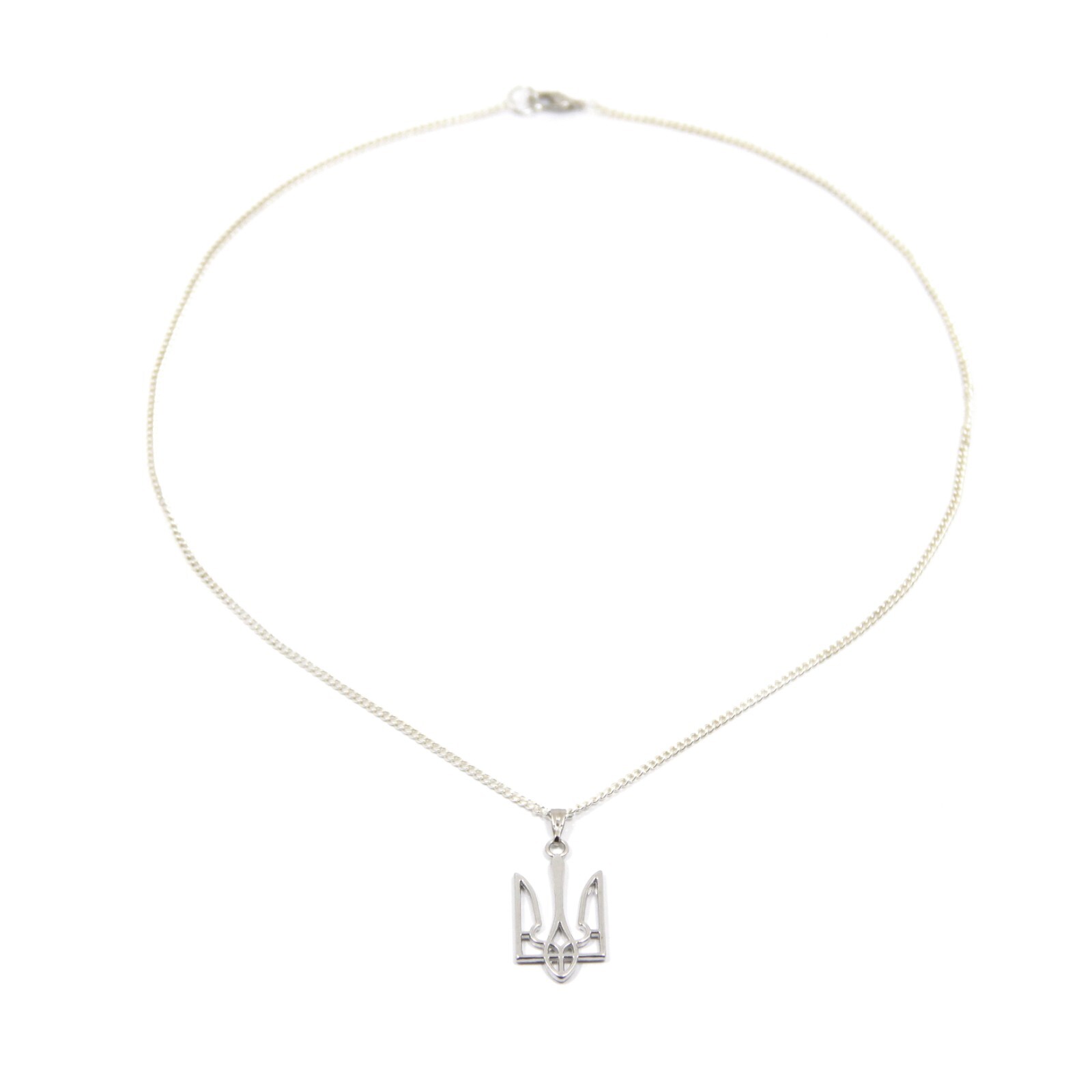 Silver Tryzub Necklace Ukrainian Jewelry Ukraine Emblem Pendant Trident Choker