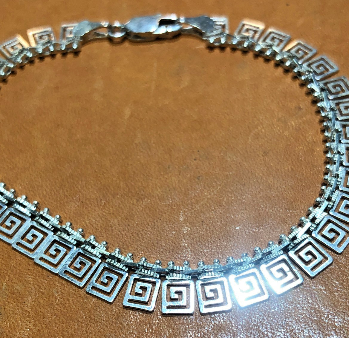 Greek Key Tribal 925 Sterling Silver Bracelet