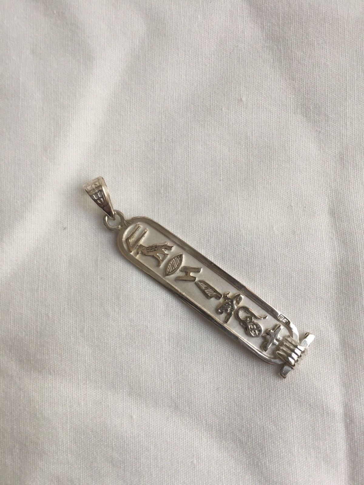 Egyptian Personalized Name Sterling Silver Cartouche In Hieroglyphic 3-9 Letters