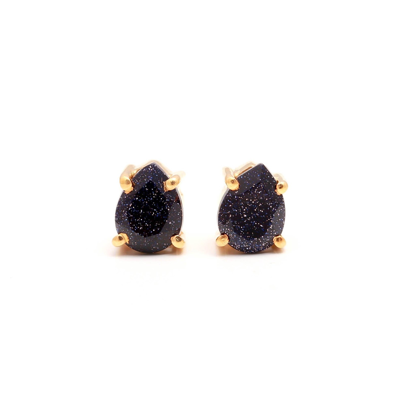 100% Natural Sandstone Pear Stud Earrings Gold Fill 925 Sterling Silver Jewelry