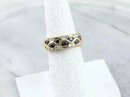 2Ct Round Cut Lab Created Blue Sapphire Diamond Band Ring 14K Yellow Gold Plated