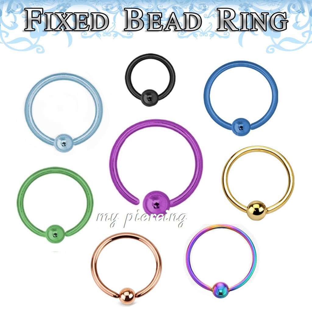2pc 18g,16g,14g Anodized Fixed Ball Captive Bead Ring Ears Cartilage Tragus Nose