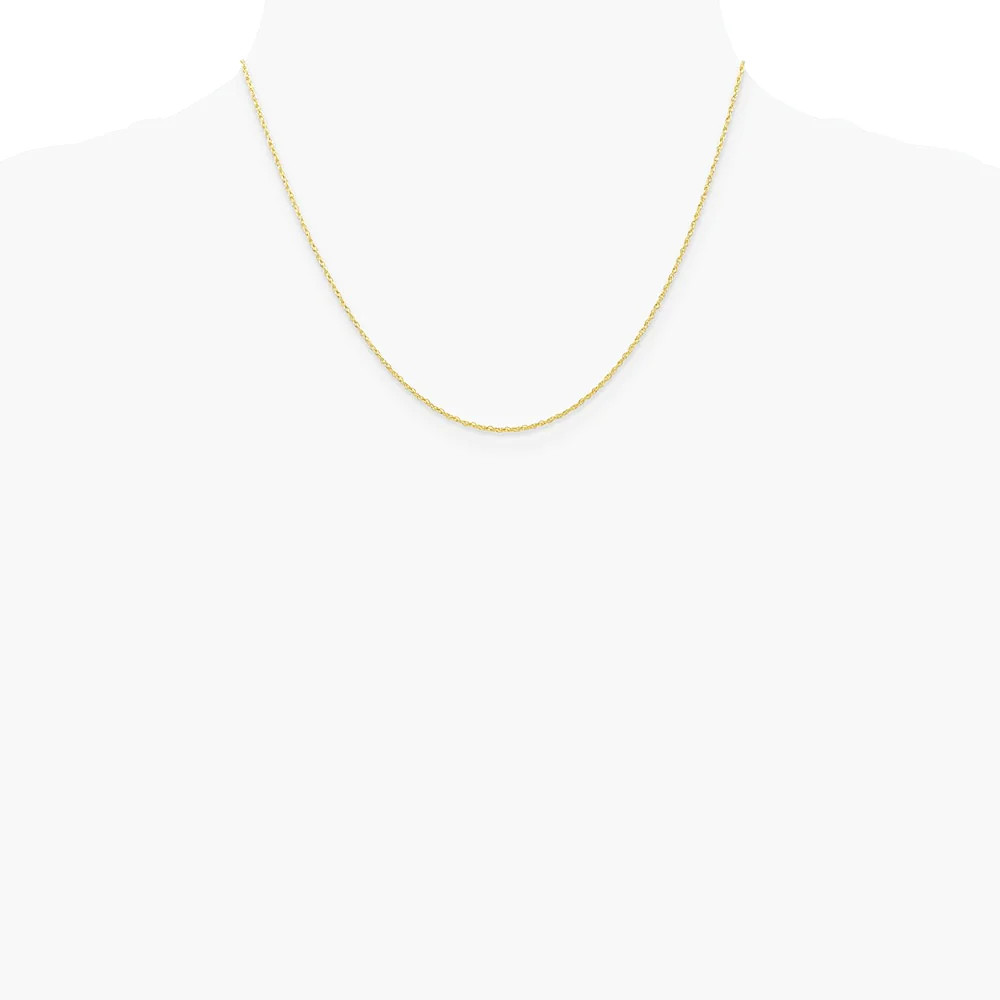 10K Yellow Gold .7mm Carded Cable Rope Chain Necklace 16″-24″