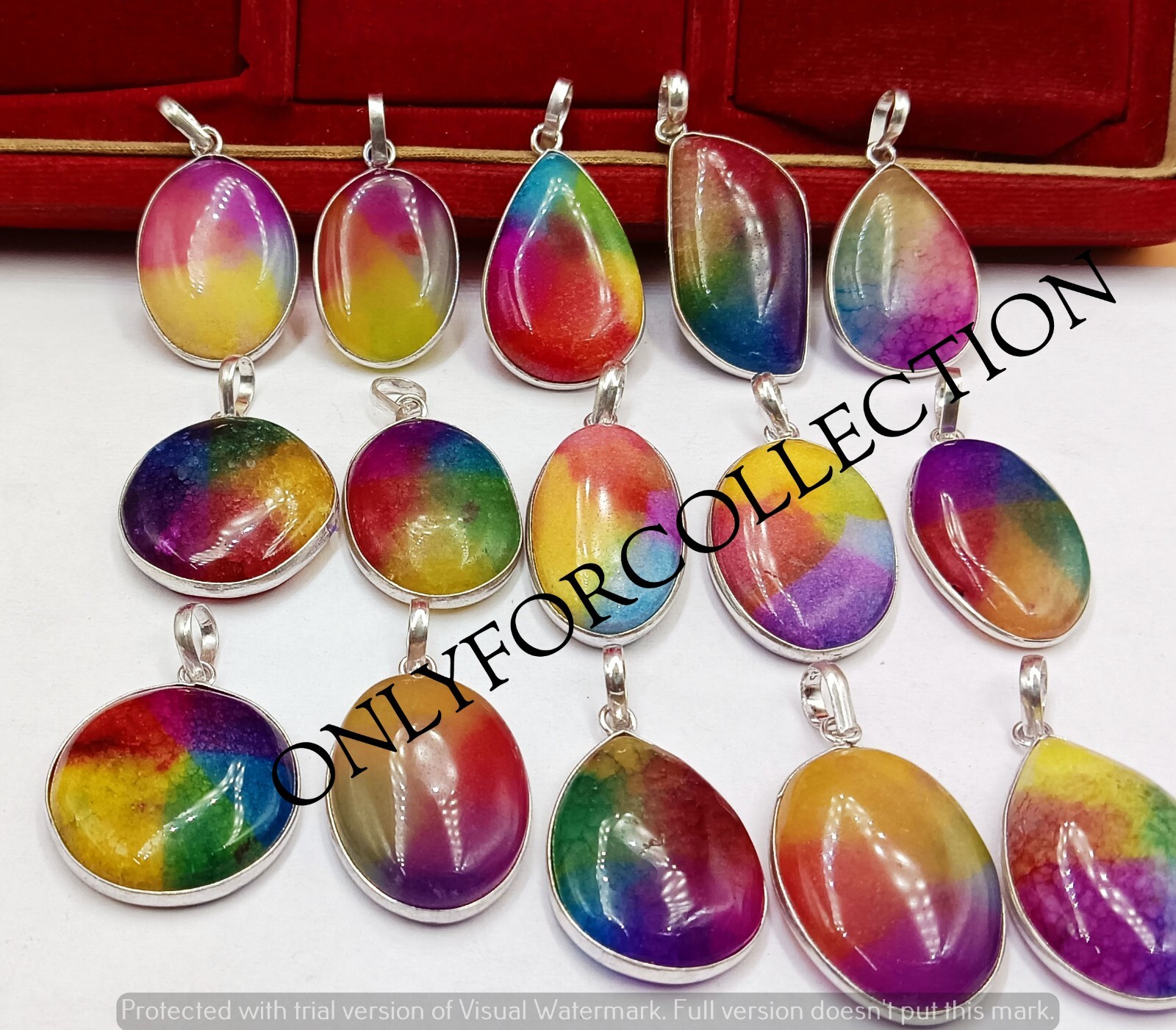 Rainbow Solar Quartz Gemstone 925 Sterling Silver Plated Wholesale Lot Pendants
