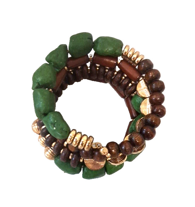 Memory Wire Wrap Multicolored Women’s Boho Beaded Bracelet (stretch to fit)