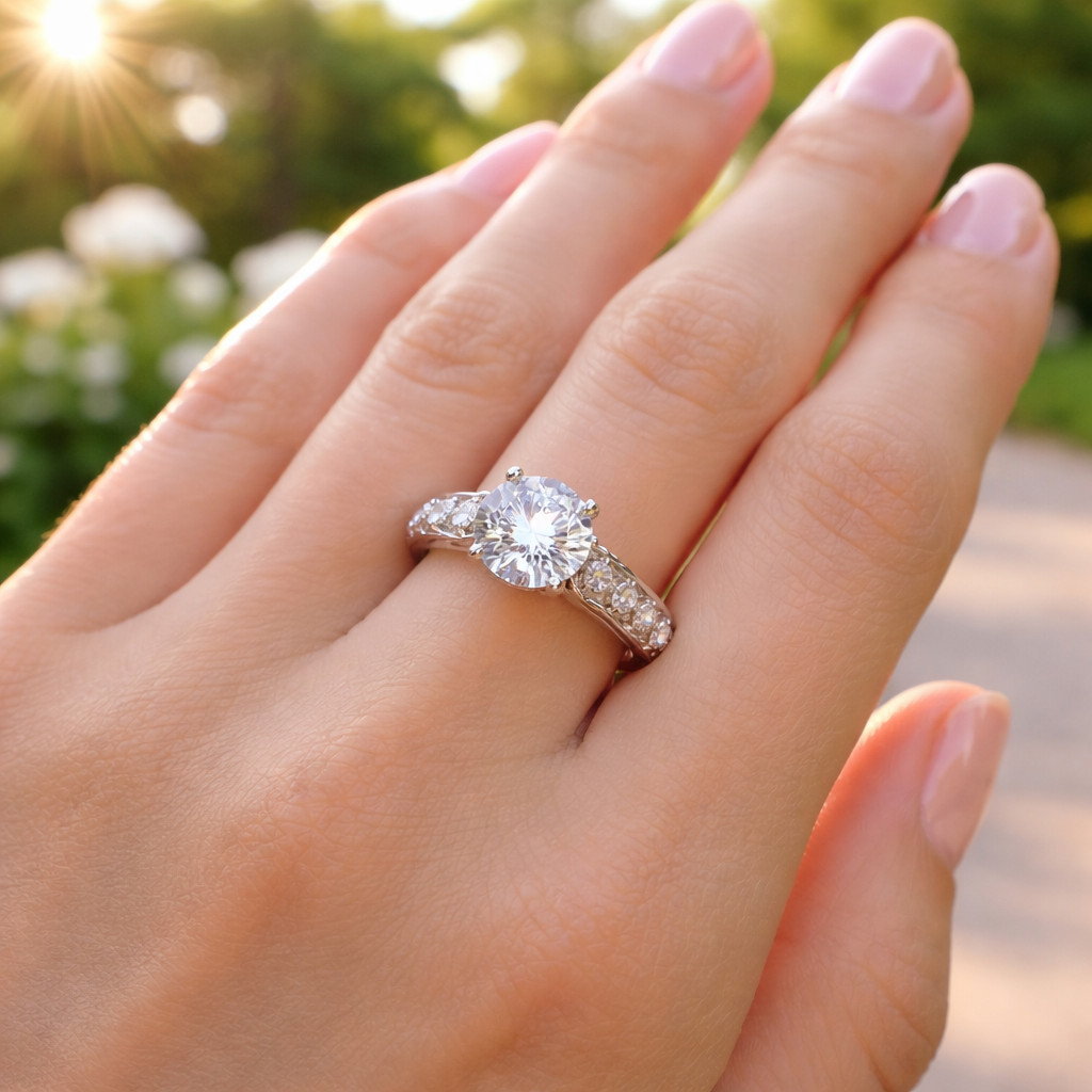 1.60 Ct Lab Grown White Diamond Engagement Ring 14K White Gold Round Cut Size 8
