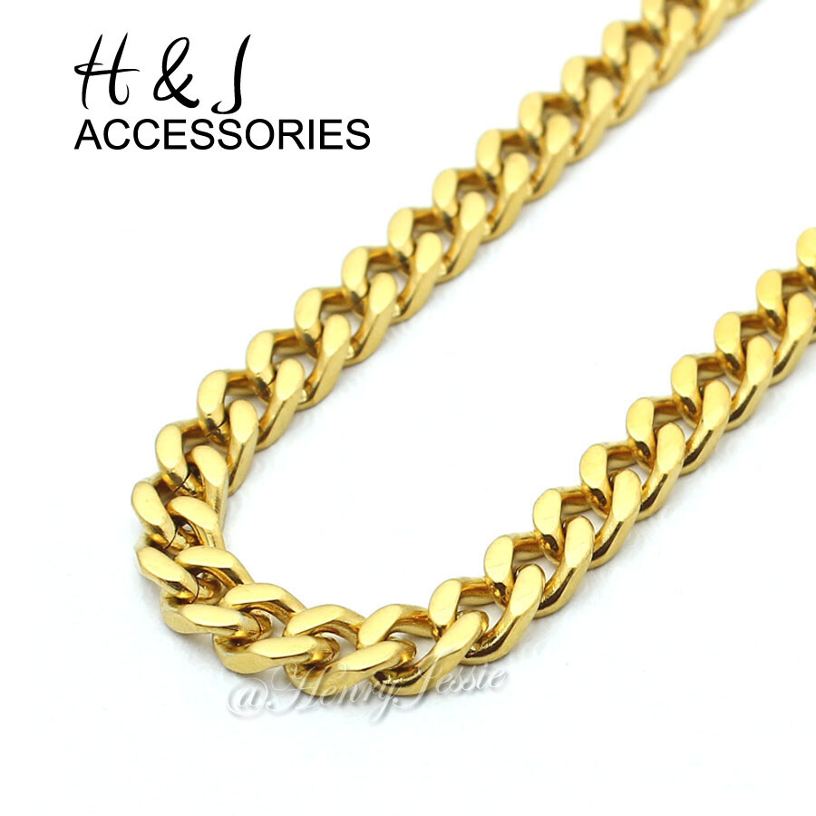 18″-40″MEN Stainless Steel 5mm Gold Plated Cuban Chain ICY CZ Jesus Pendant*G133