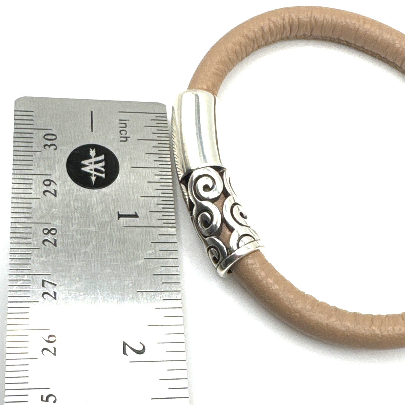 Brighton Woodstock Light Pink Leather Bracelet 7.5 In +Contempo Long Bead
