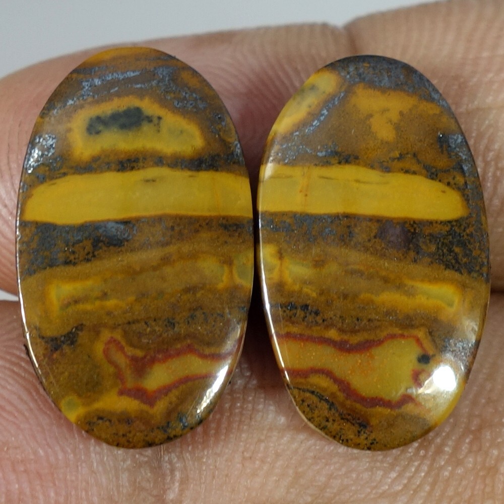 16.10 ct Natural Polished Beautiful Agate Stone Oval Cab Matched Pair Gemstone