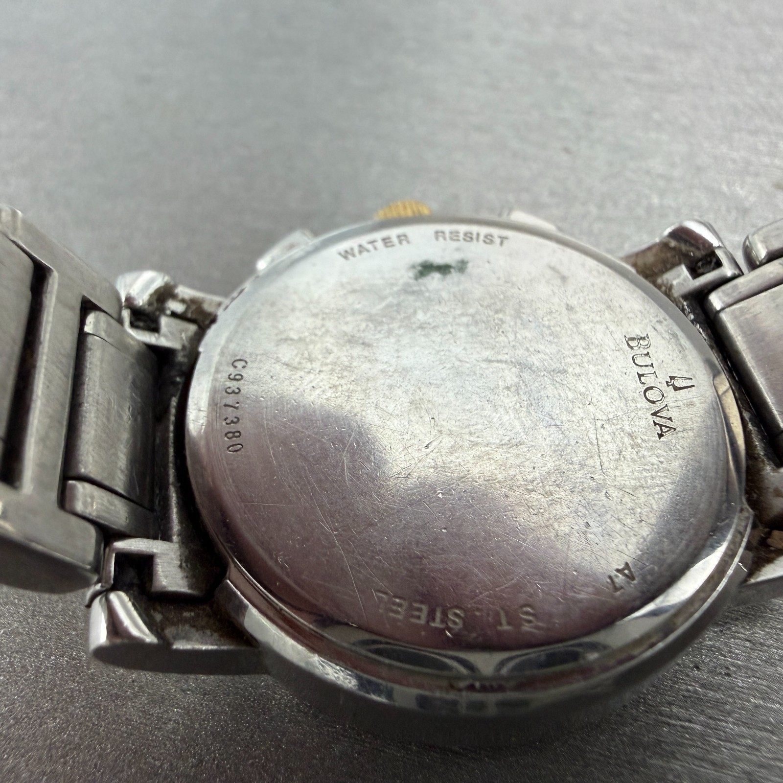 Bulova Chronograph Watch Women 30mm Black Dial Two Tone Date 98W15 New Battery