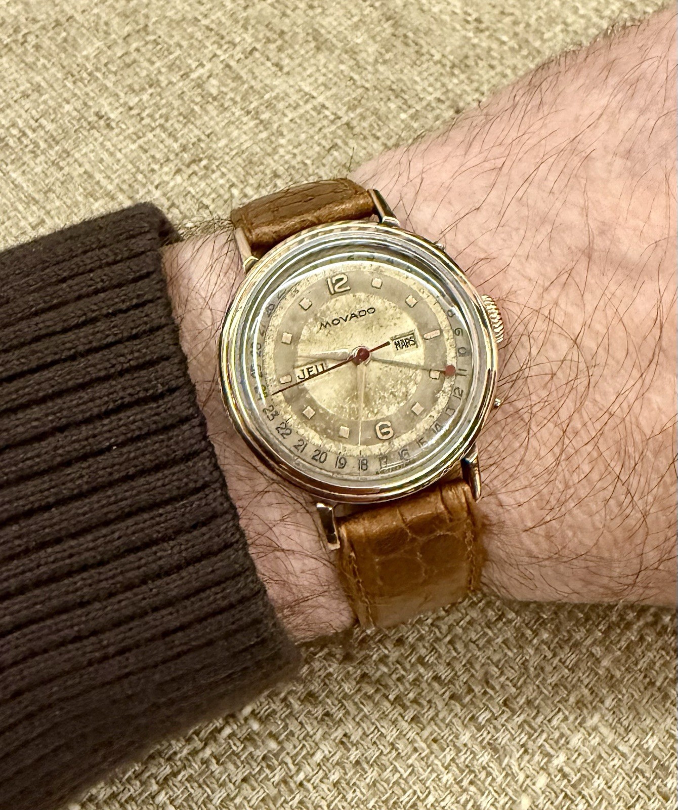 ⌚Ultra Rare Movado Triple Calendar Gold-Capped Hand-Wind Vintage Swiss⌚