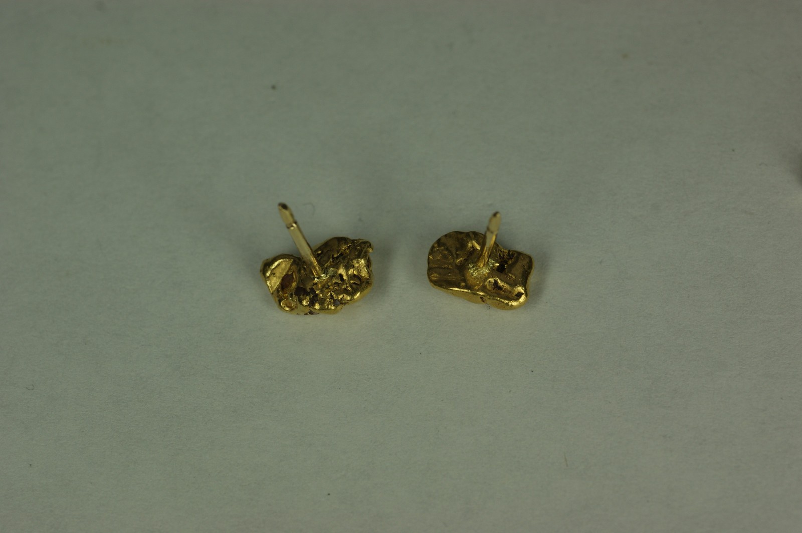 NATURAL GOLD NUGGET EARRINGS Studs w/ 14K Posts From Vintage Estate 3.17g