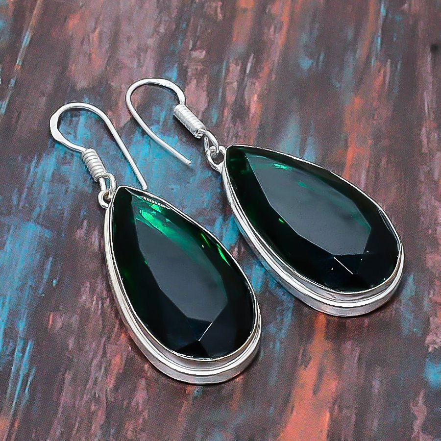 Chrome Diopside Gemstone Handmade Gift Jewelry Earring 2.05″ Y898