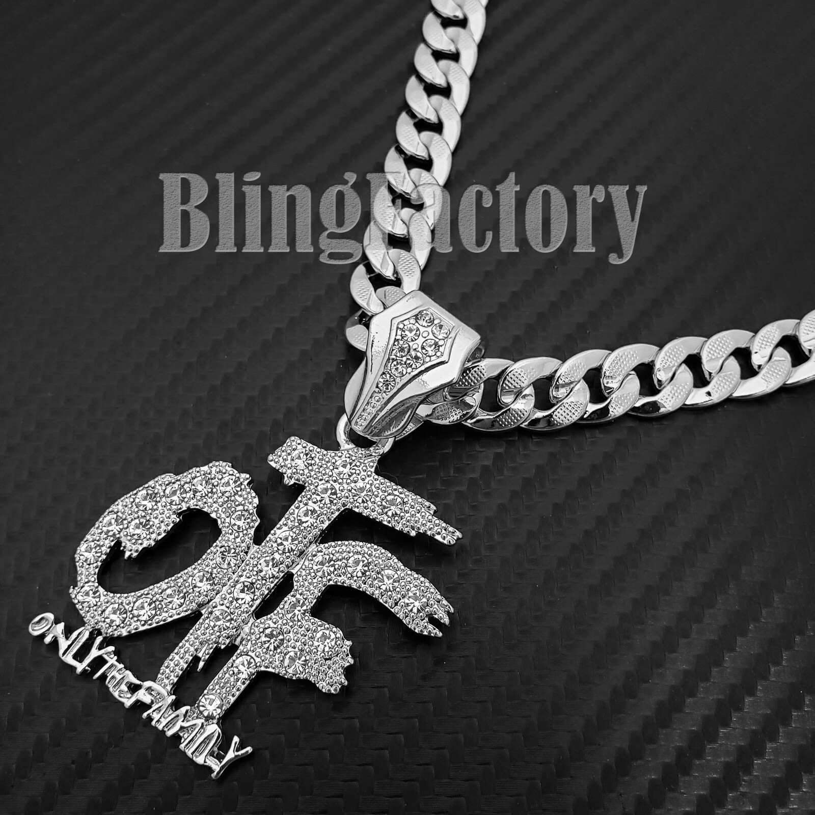 Iced Only The Family OTF Pendant & 10mm 24″ Miami Cuban Chain Hip Hop Necklace