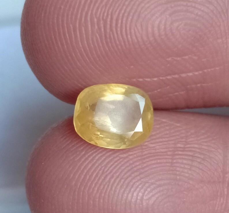 Ceylon Yellow Sapphire Cushion Cut Certified Natural Earth Mine Stone 1.63 Ct