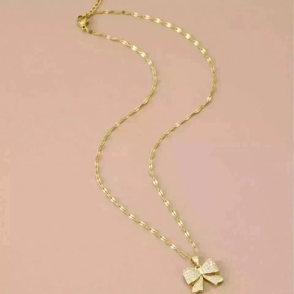 2.2CT Round Cut Lab Created Diamond Women’s Bow Pendant 14k Yellow Gold Plated