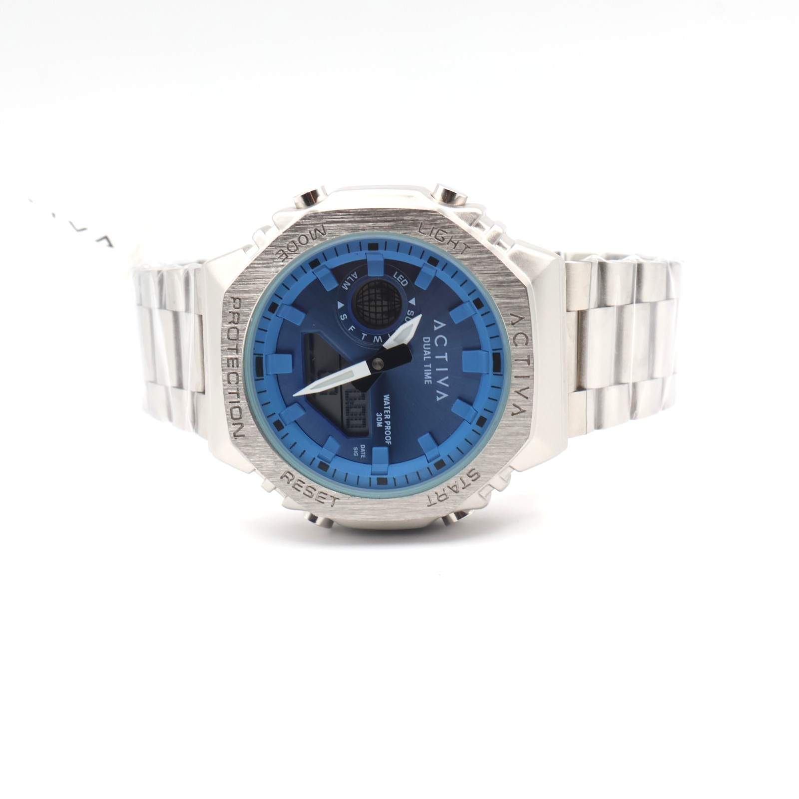 Invicta Activa Signal X Analog Digital Watch 45.5mm Silver Blue ACWM423-004