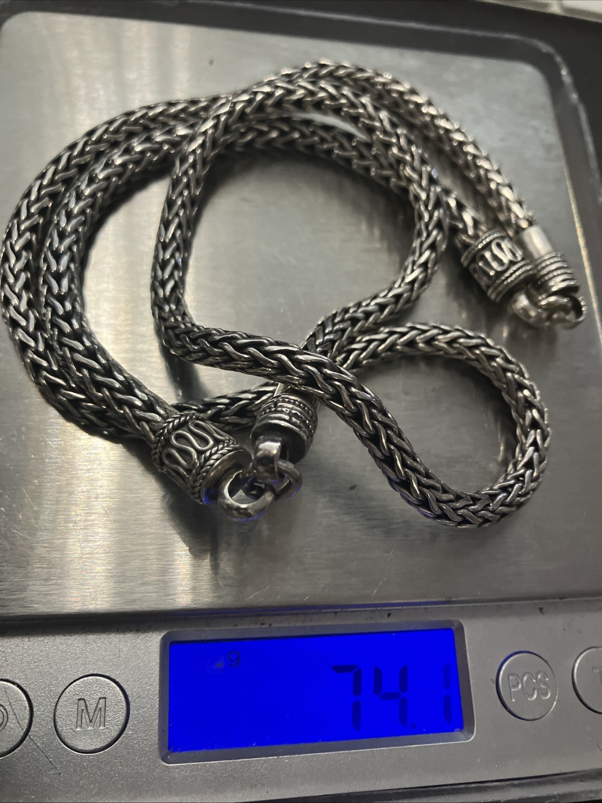 Sterling Silver 925 Bali Custom Chain 74grams 24inches Continuous NoClasp/NoLock