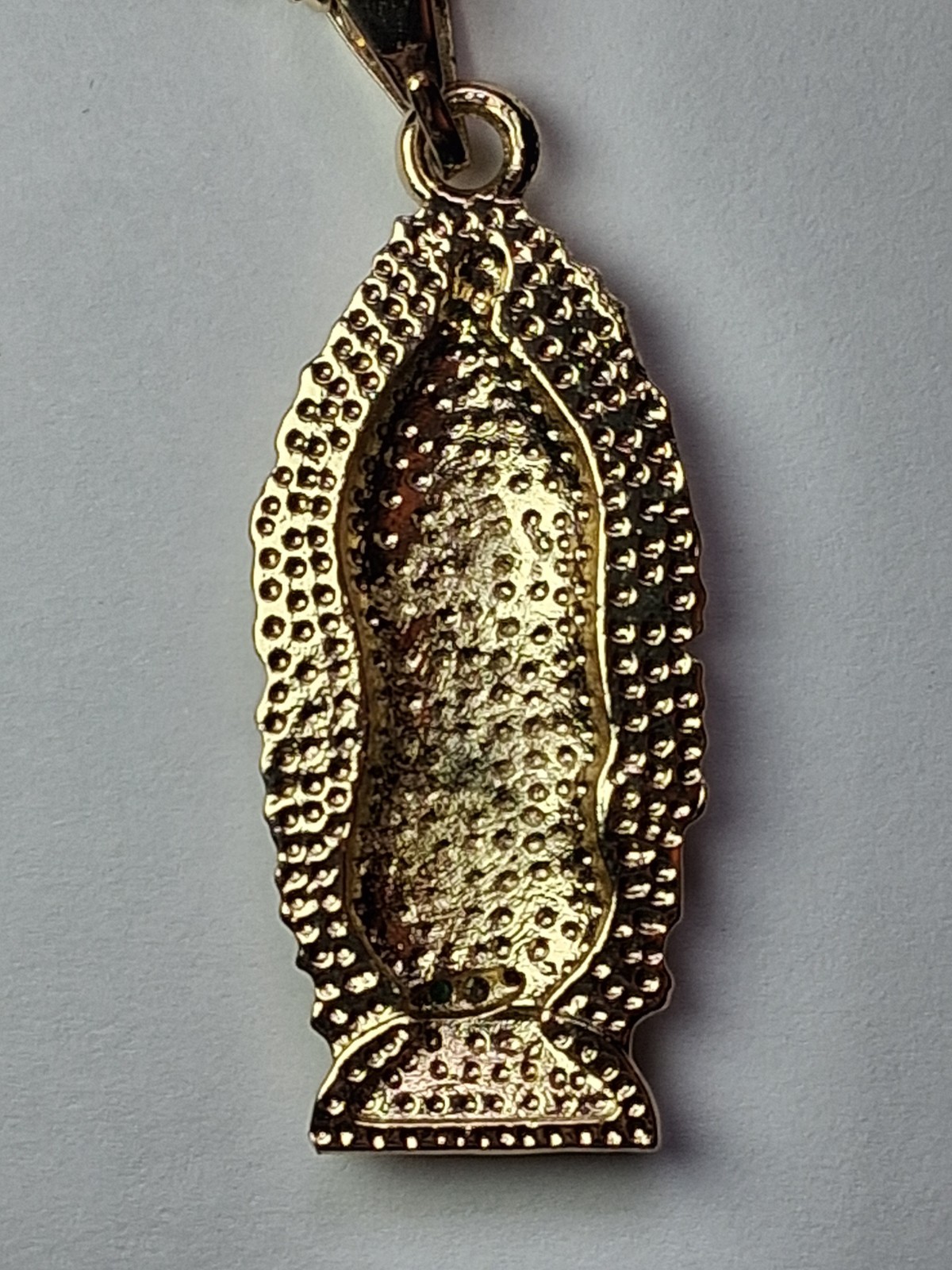 Virgin of Guadalupe Pendant & 25.5″ Figaro Link Chain, Yellow-Gold Plated