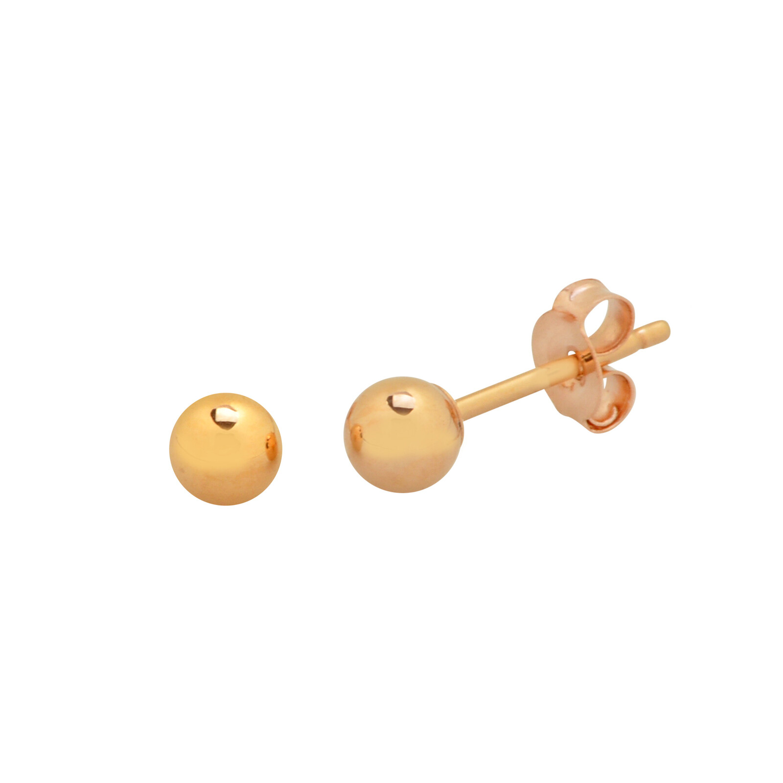 14k Rose Gold Ball Stud Earrings 3mm-9mm