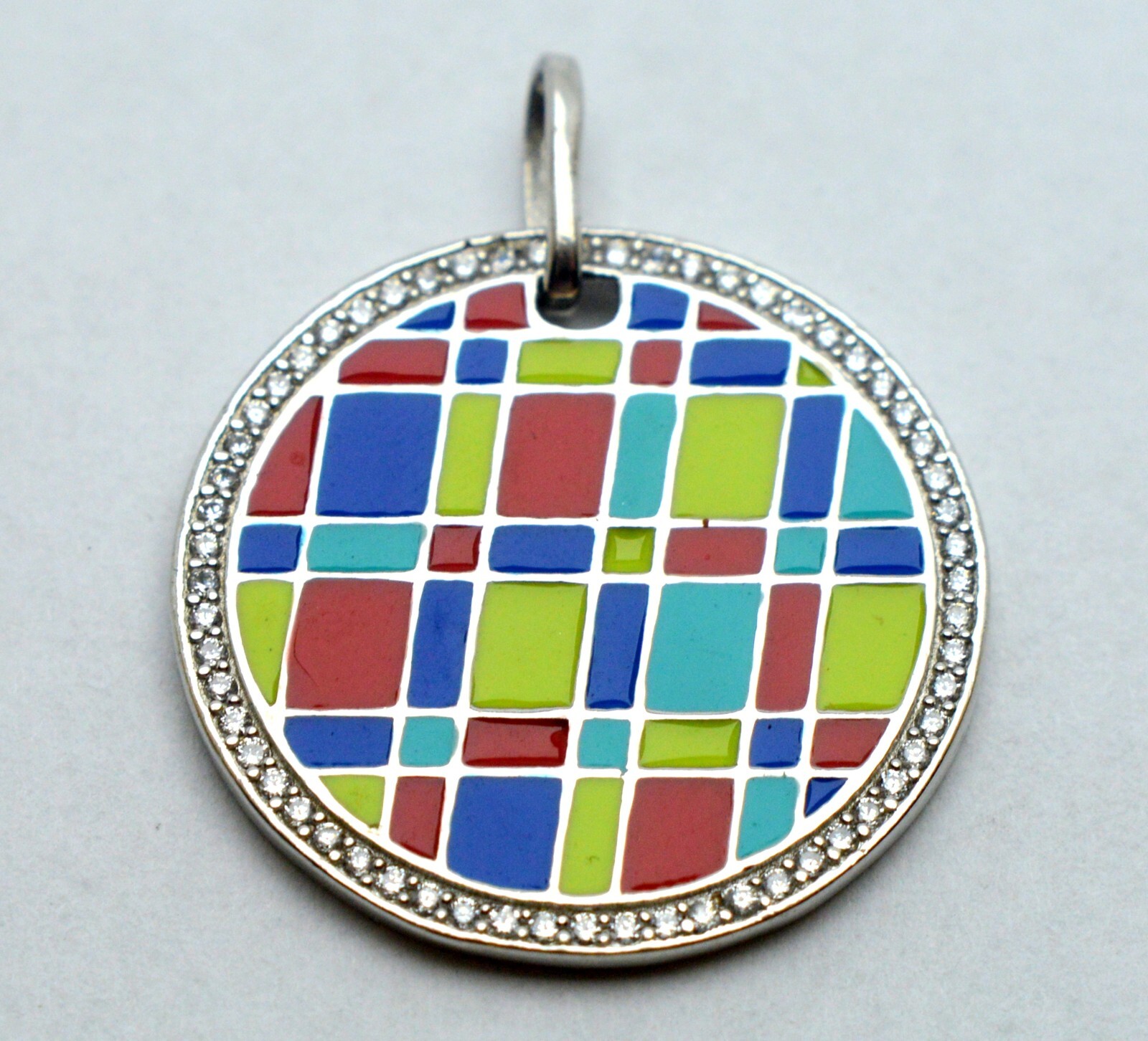 925 STERLING SILVER ENAMELED PENDANT WITH ZIRCONIA
