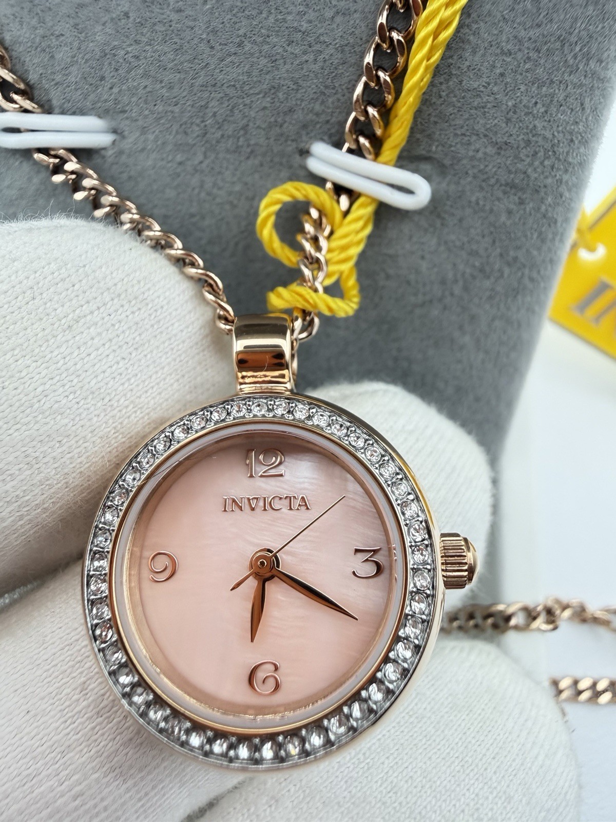 49933-Invicta Mini Angel Necklace Watch With Mother Of Pearl. Rose Gold. 22.5mm