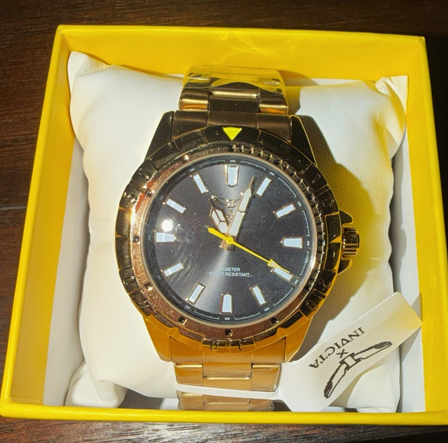 Invicta Pro Diver Men’s Quartz Analog Black Dial Gold-Tone 48mm Watch w/ Box