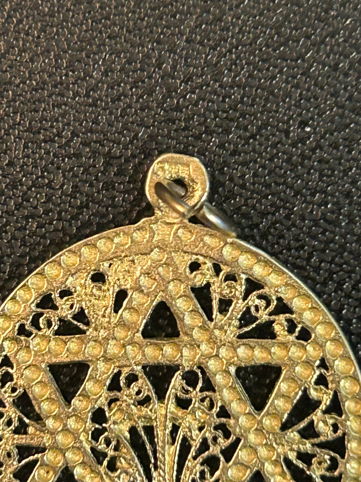 Vintage 14K Yellow Gold 585 Filigree Star of David Pendant Chai 2.56g Circular