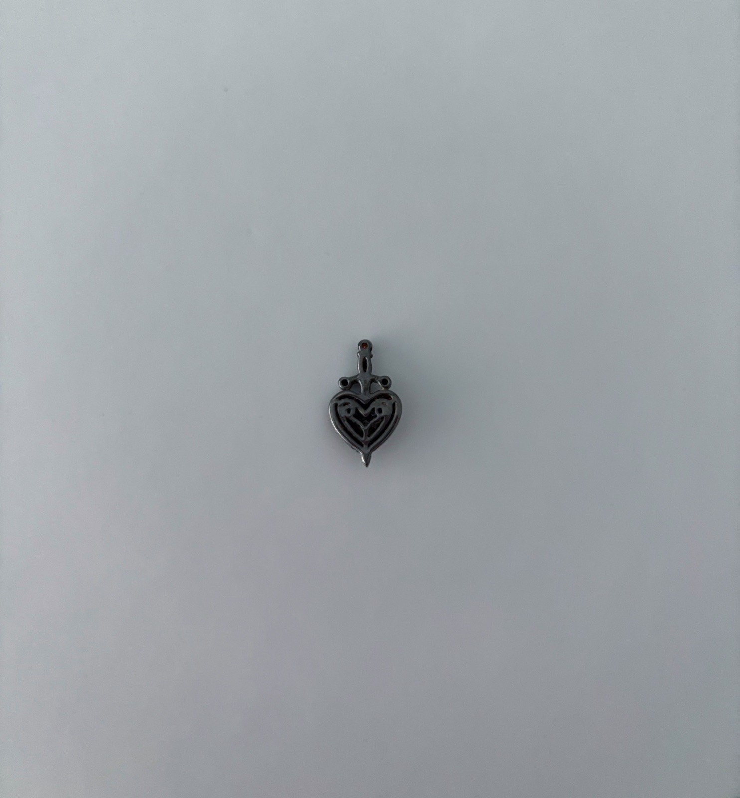 Zales Disney Evil Queen Garnet Black Diamond Heart Pendant 925 Silver & Rhodium