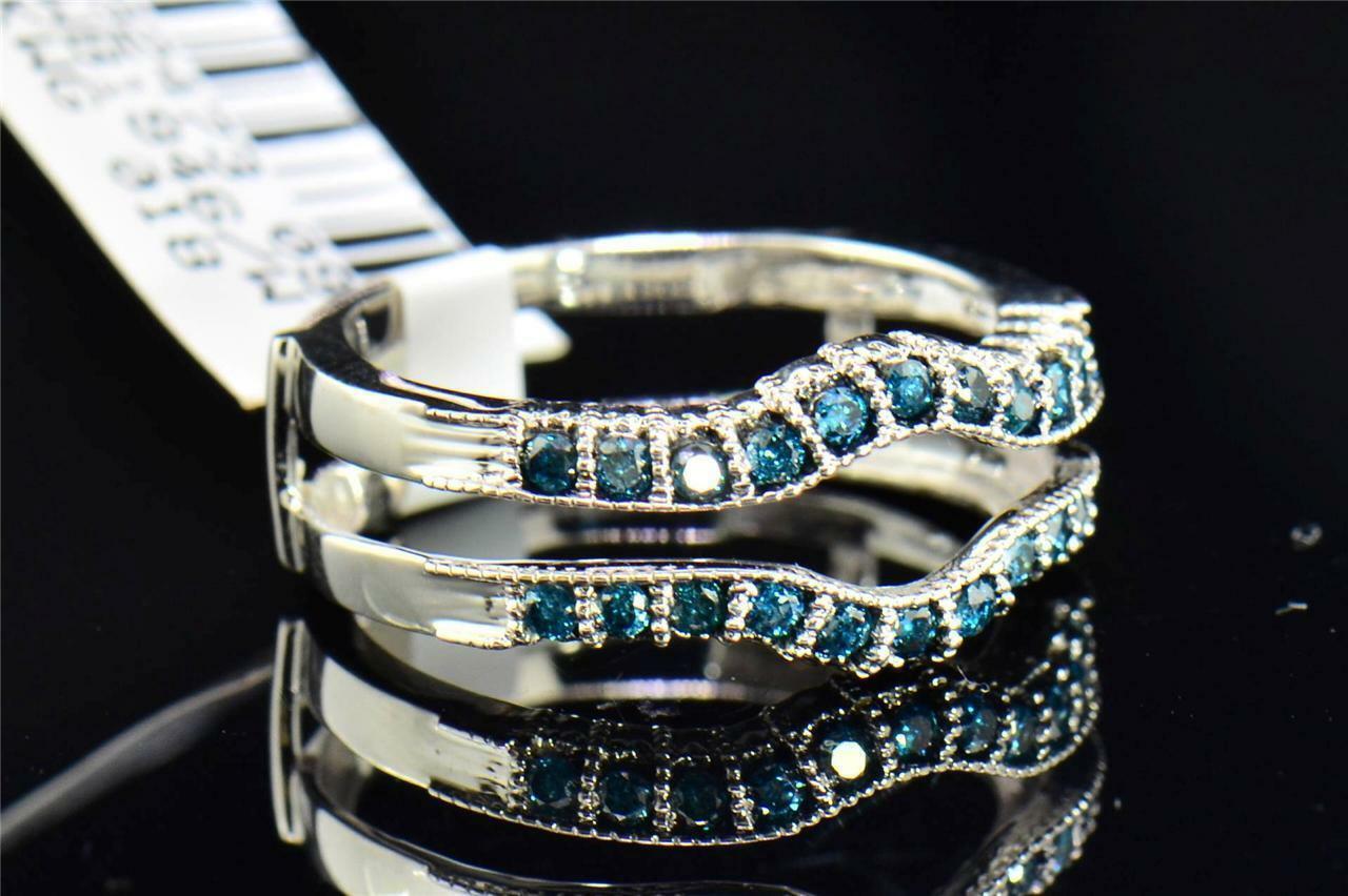 1.35Ct Round Blue CZ Solitaire Ring Enhancer Wrap Solid 925 Sterling Silver