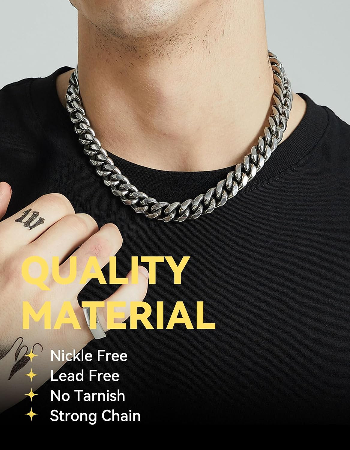 Miami Cuban Chain Necklace for Men Women, 3Mm/6Mm/9Mm/12Mm Width, 316L Stainless