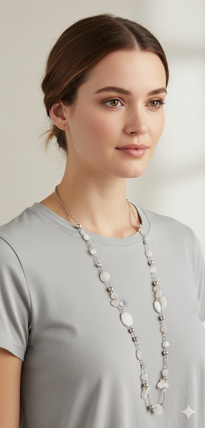NWOT brooks brothers Light-Scattering Luminosity White Necklace Cs200