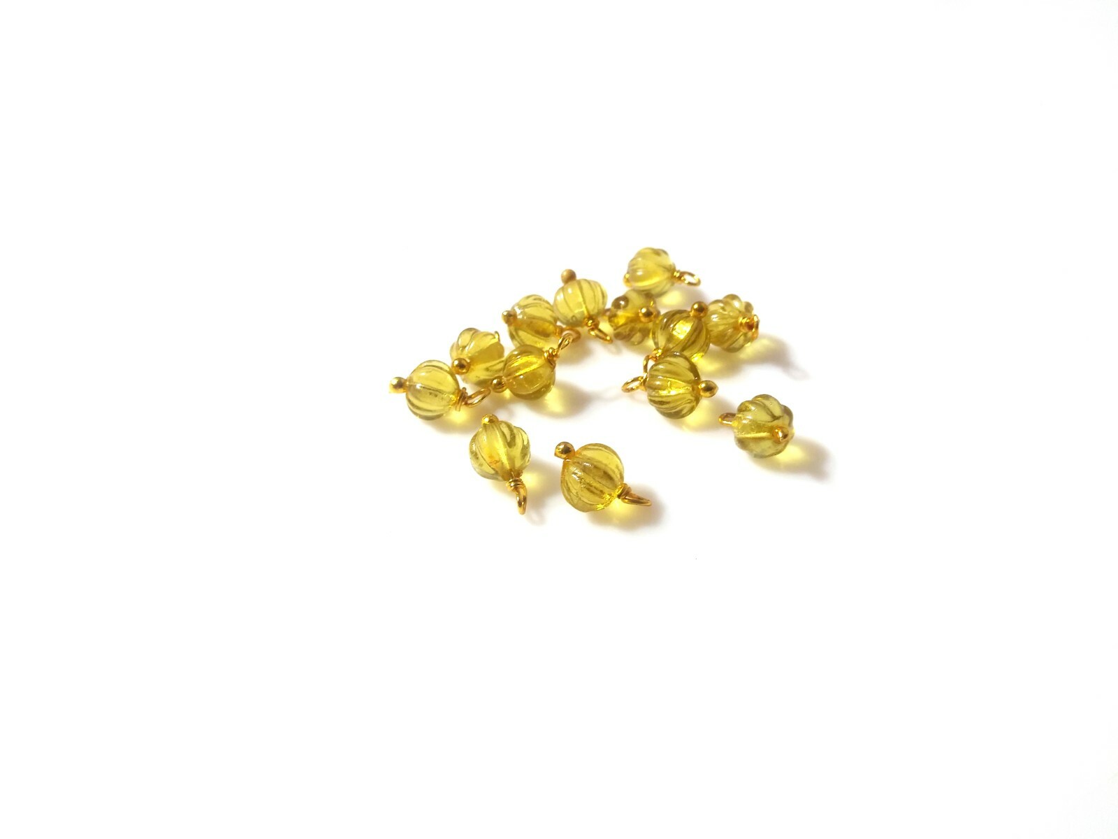 Lemon Topaz Hydro Quartz Carved Watermelon Lab-Created 6-7mm Gold Plated 25 Pecs