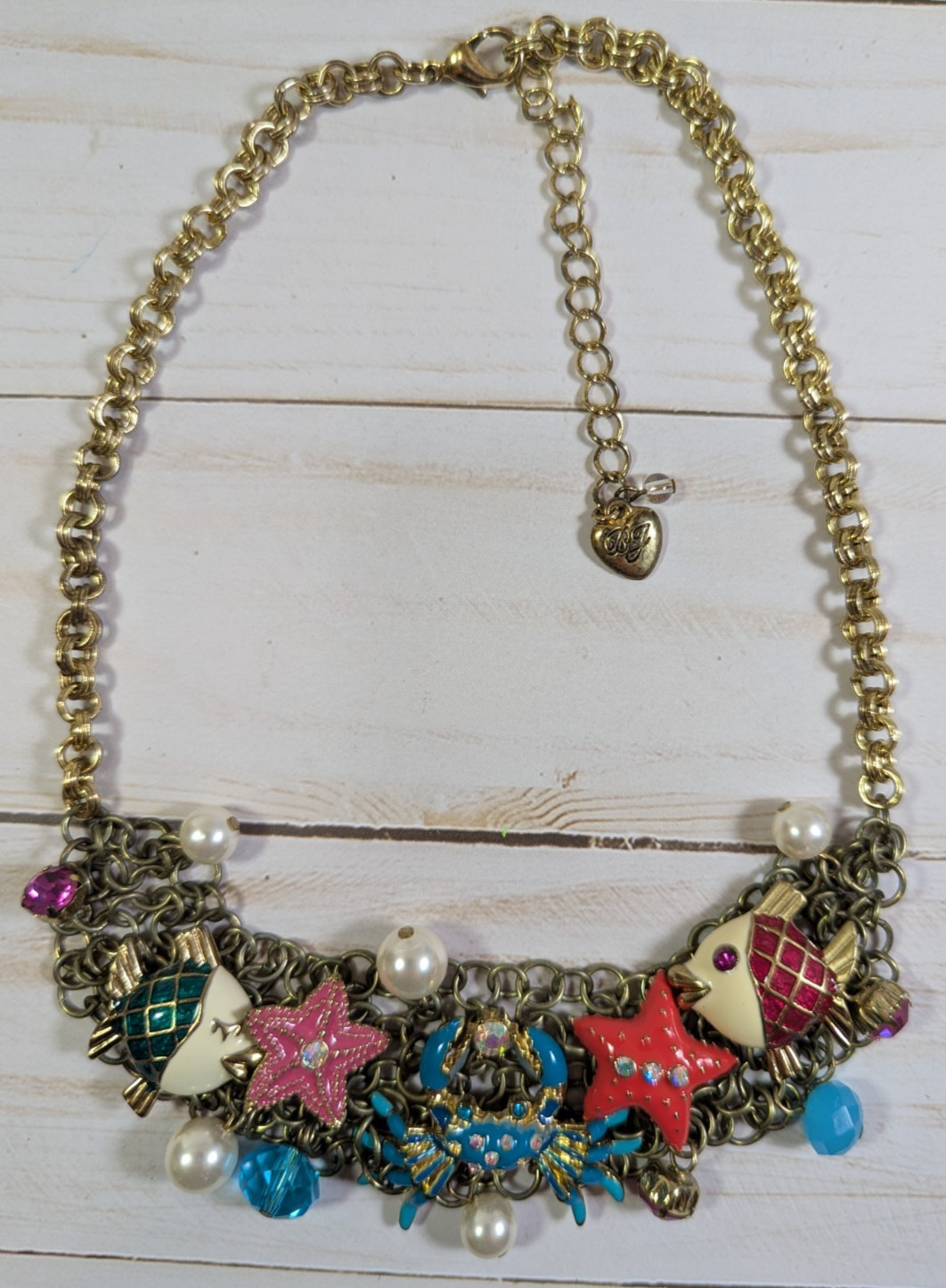 Lovely Betsey Johnson Necklace, Sparkling Under the Sea Fish & Other Creatures
