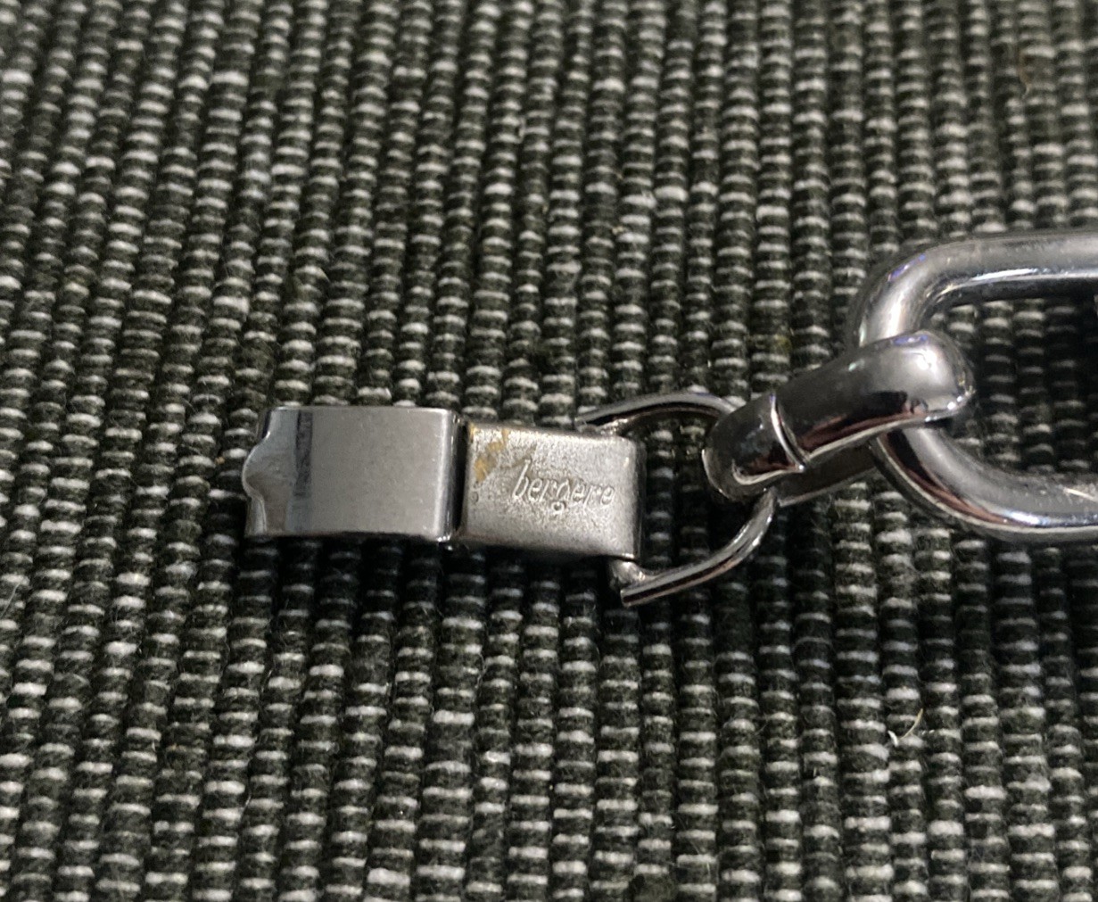 Vintage Bergere Silver Tone Chunky Oval Link Bracelet 7.25” Fold Over Clasp