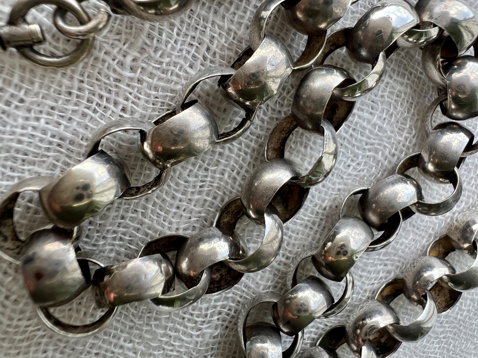 Antique Swedish Sterling Silver Belcher Watch Chain Shepherd Hook 13.5″