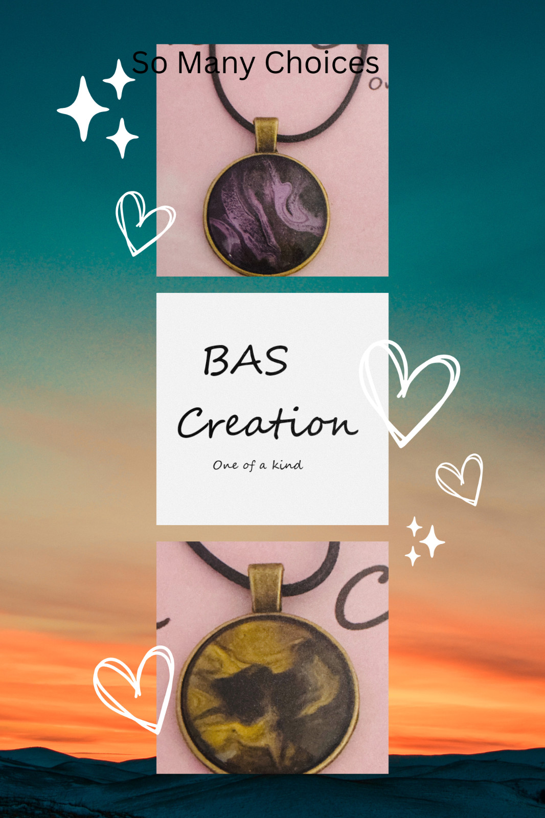 Round Cabochon Necklace One of a kind Hand-Painted by a local Ozark Artist..Me