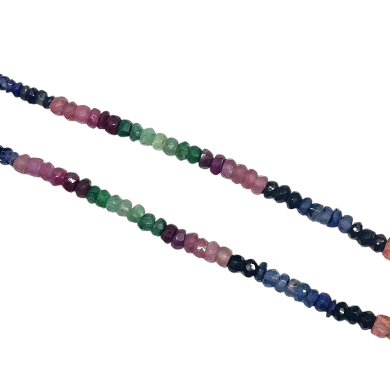 Single Strand Natural Multi Sapphire Necklace Faceted Beads 925 Clasp 18 Inch
